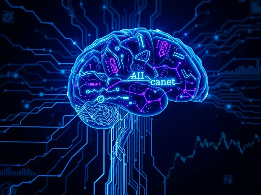 A digital illustration depicting the first step of NeuroForge's process: 'Cognitive Analysis'. The image shows a brain scan overlaid with data streams, representing the analysis of consumer cognitive patterns.